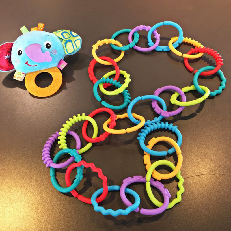 24 Stück Baby Links Spielzeug greifen Verbindungs ring Spielzeug Kinderwagen hängen Kunststoff Krippe Ringe