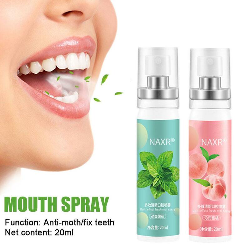Spray fresco oral, 20ml, purificador de ar, para tratamento oral de odores, sabor de frutas, lichia, persistente, mau hálito, pêssego, f j1x2