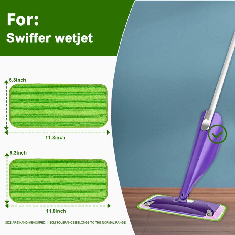 Reutilizáveis Mop Recargas para Wetjet, Microfibra Mop Recarga Pads, Mop molhado e seco, Cabeças de substituição, Swiffer, 12 pol