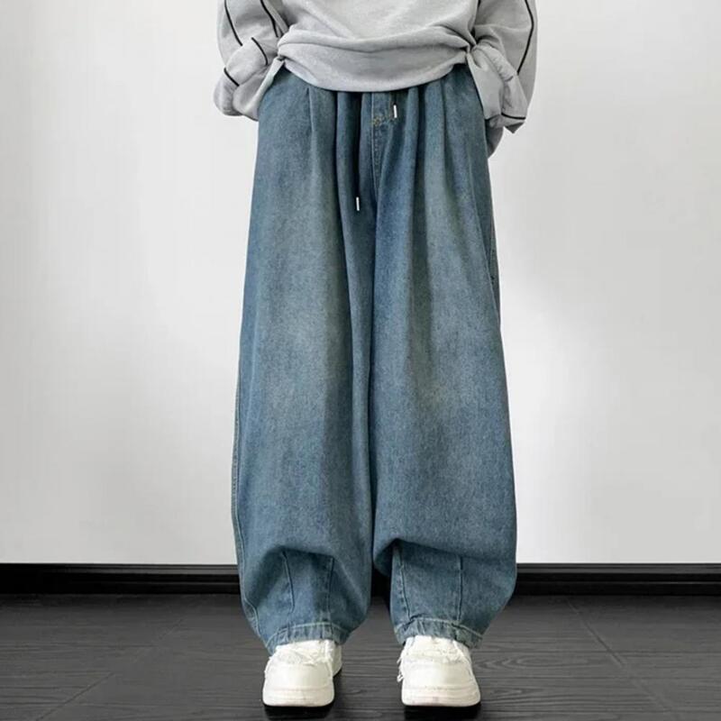 Pantalon Rétro à Taille artificiel astique pour Homme, Vêtement à Poches Multiples, Style High Street, Jambe Droite