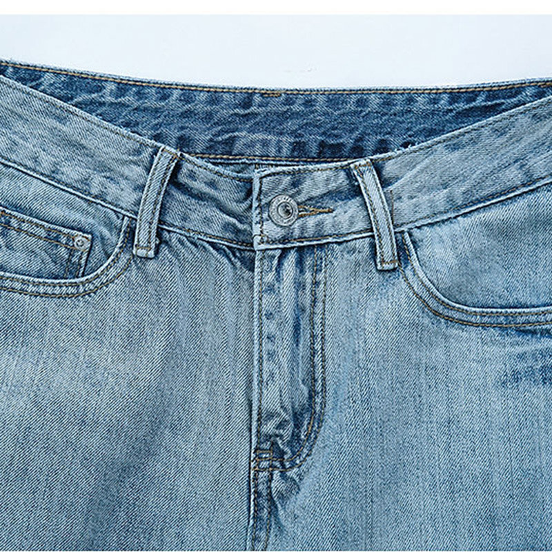 سراويل جينز واسعة ومطّرزة كبيرة الحجم للنساء ، خصر مرتفع ، جينز على الطراز العرقي ، فضفاض ، كاجوال ، قصير ، ساق واسعة ، صيف ، جديد