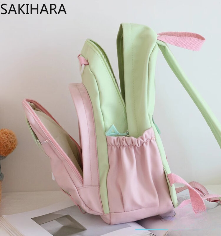 Shoulder Bags for Students Japanese All Match Kawaii Mochila for College Students Drawstring Contrast Color Bolsas Para Mujeres