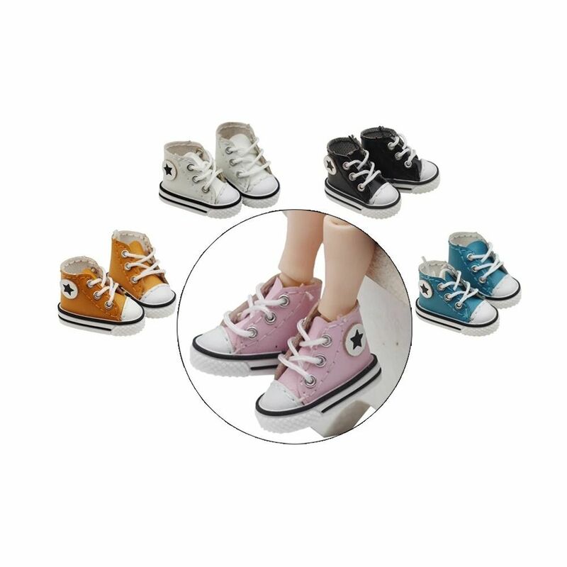 New PU Leather Doll Boots Fashion Doll Casual High Heel Shoes with Shoelace for 1/12 BJD,DOD, Ob11, Obitsu 11, Gcs Doll Shoes