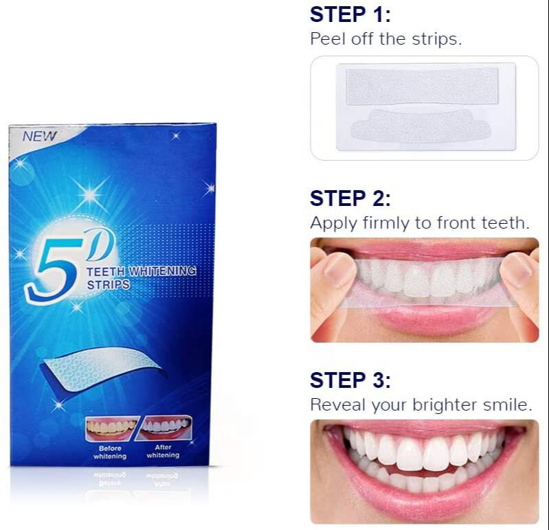 M`J 5D Gel Teeth Whitening Strips White Tooth Dental kit Oral Hygiene Care Strip for false Teeth Veneers Dentist seks Whiten gel