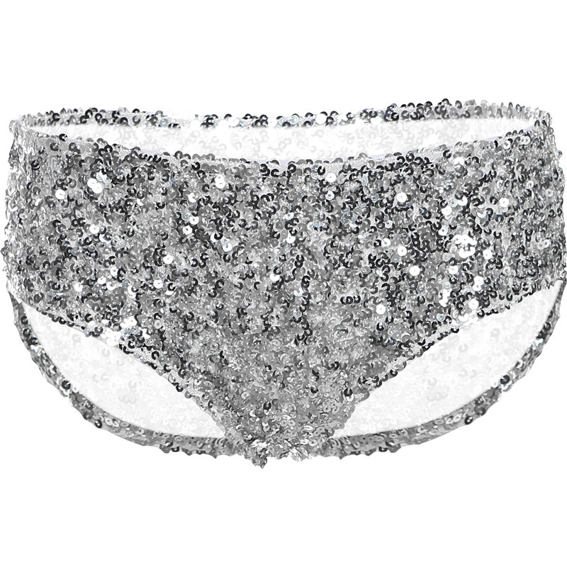 Sexy Hip Hop Sequined Low Waist Briefs Women's Nightclub Disco Thin Looking Cool Hot Pants