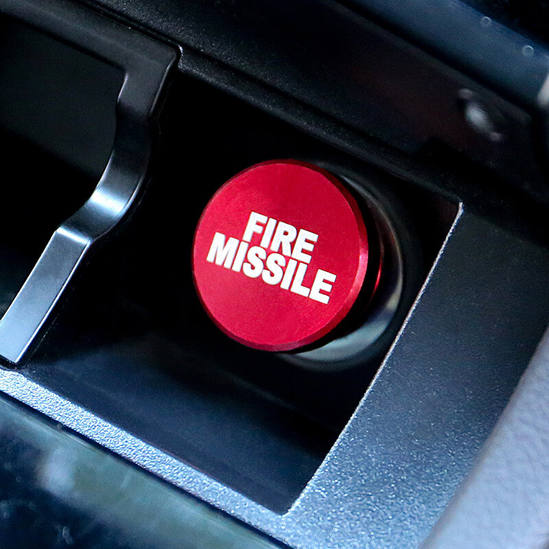 Universal Fire Missile Eject Button Car Cigarette Lighter Cover Universal Aluminum Red Ignition Cap 12V  Socket for most cars
