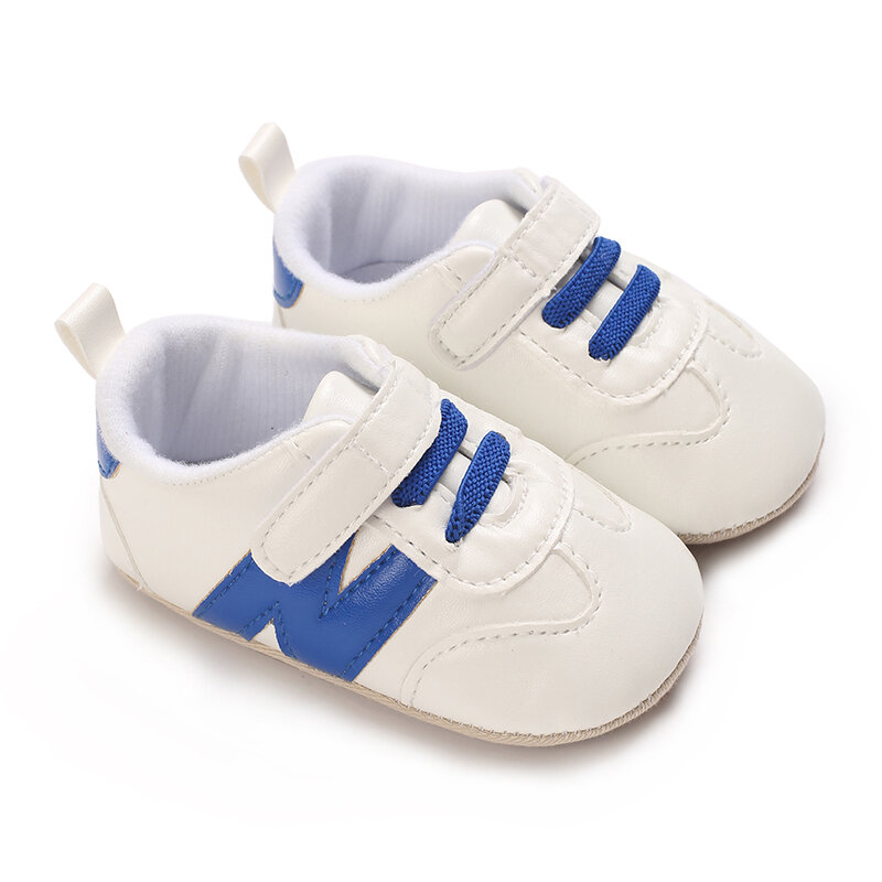 Calçado esportivo de couro antiderrapante bebê solado de borracha, calçados casuais para menino e menina, bebê de 0 a 18 meses