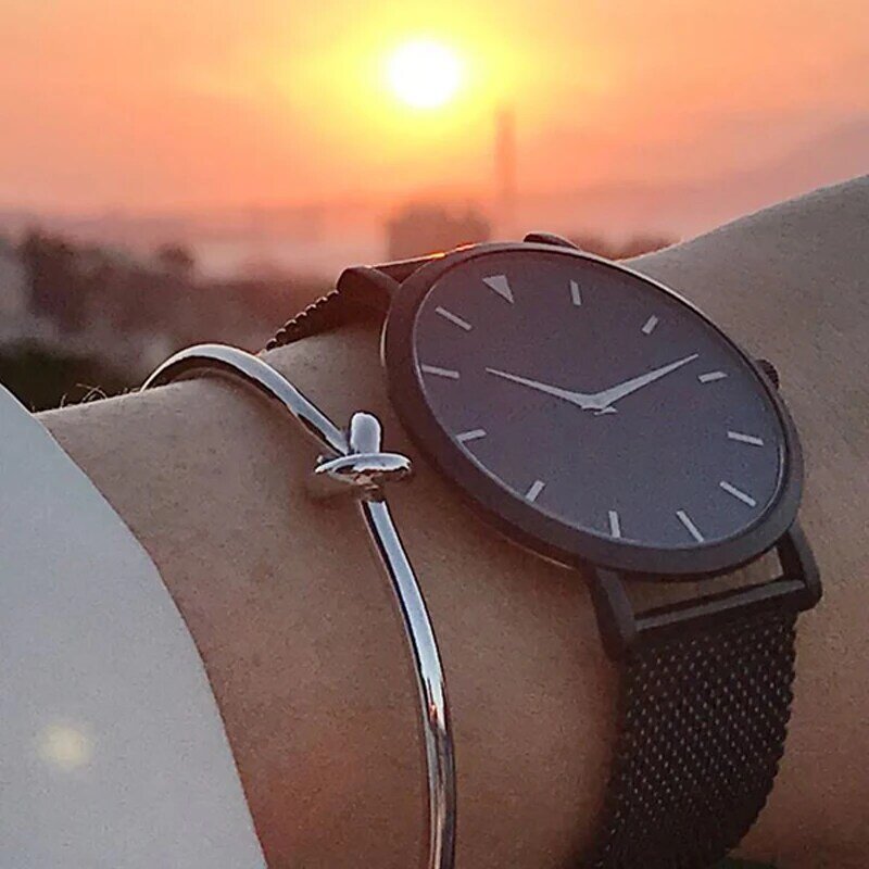 Watches Minimalist Design Full Steel Case Grey GL20 Movement Top Grain Leather Luxury Female Wristwatch Unbrand