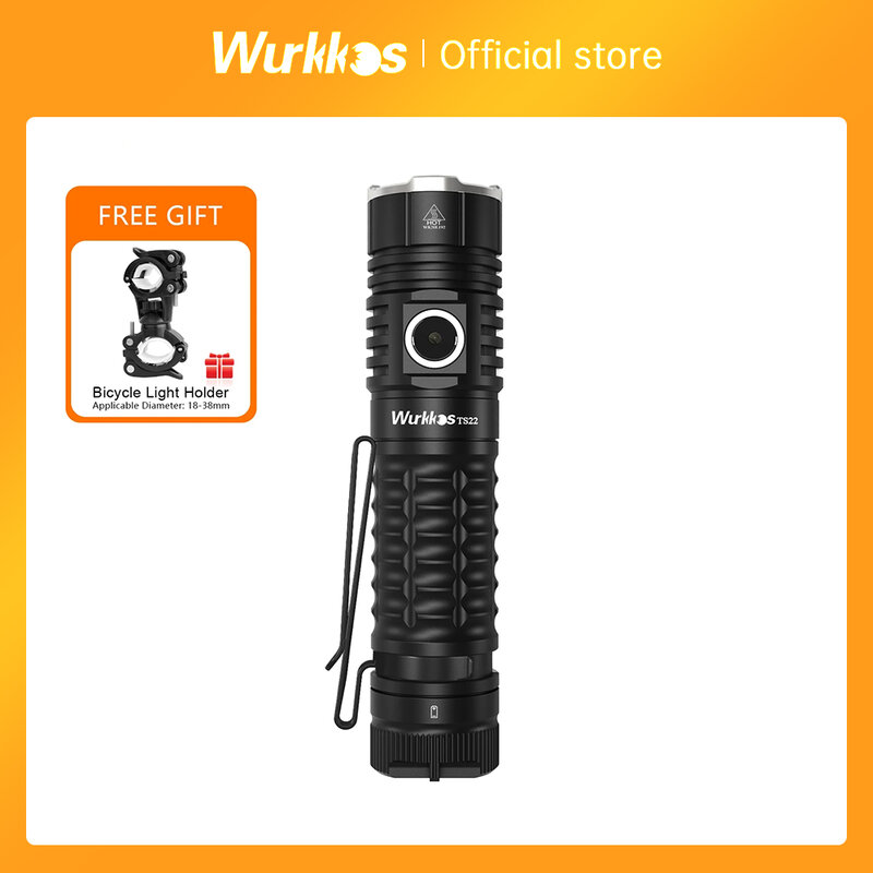 Wurkkos-TS22 USB C Lanterna LED recarregável, cauda poderosa do ímã e carregamento reverso para caminhadas, XHP70.2, 4500LM, IP68, 21700