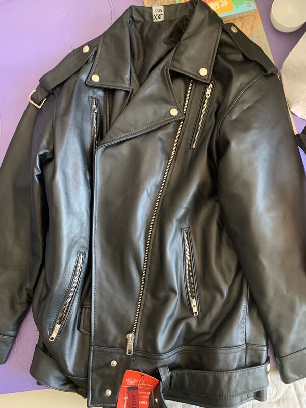 Free shipping.Popular girl loose style leather jacket.quality soft sheepskin coat.fashion young genuine clothes.oversize