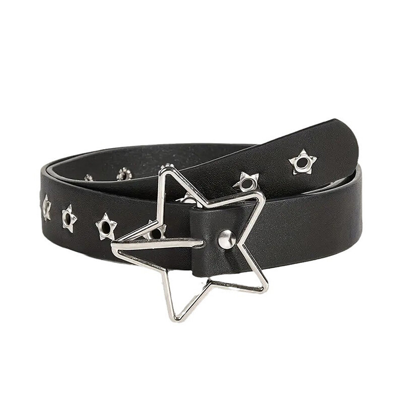 Star Eye Rivet Belt Goth Style Man/Woman Fashion Casual Punk Style Pu Leather Waistband For Jeans Decor Accessories Y2K Belt