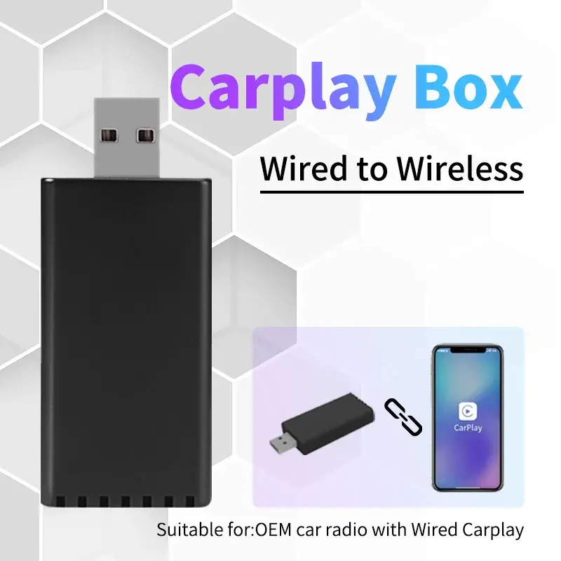 Mini mobil kotak AI untuk Apple Carplay adaptor nirkabel mobil OEM kabel CarPlay ke Wireless CarPlay USB Dongle Plug and Play Playaibox