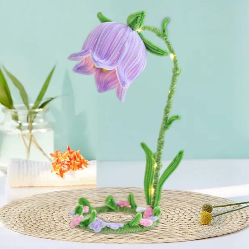 DIY Flowers Night Lamp Craft Desktop Ornaments for Bathroom Living Room Desk