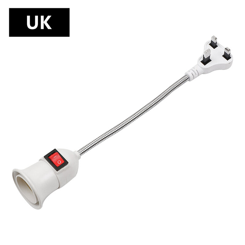 Eu/Us/Uk Plug E27 Lamp Base Muur Flexibele Houder Licht Socket Converter Bases Aan/Uit Boek Licht Adapter Stekker Schakelaar