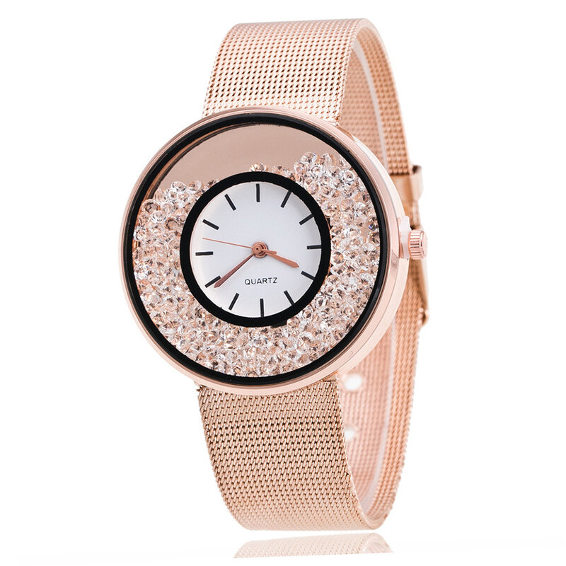Lover's Quarzuhr zarte Diamant runde Zifferblatt Armbanduhr Luxus Business Legierung Gürtel Uhren für Mann Frauen Relogios Feminino