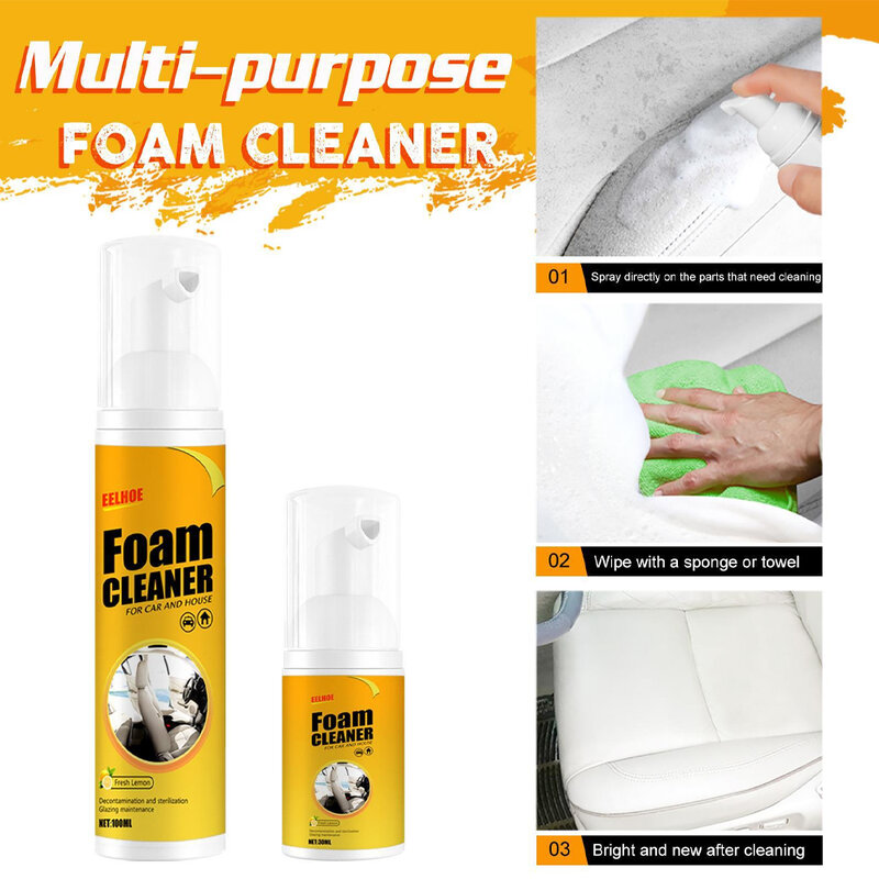 Limpiador de espuma multiusos para Interior de coche, limpiador de espuma en aerosol para el hogar, 100/60/30ml