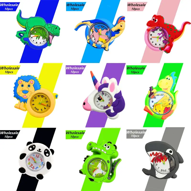 Reloj con diseño de dinosaurio para niños y niñas, pulsera con diseño de tiburón y unicornio, 10 unids/lote, venta al por mayor