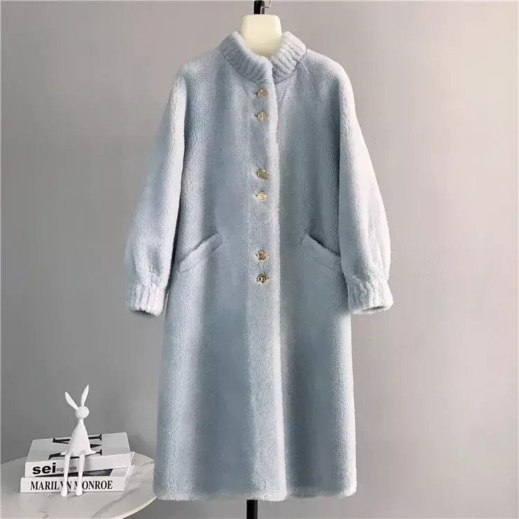 Tajiyane-女性用ウールジャケット,長くて厚い羊の毛刈り機,ピンクの毛皮のコート,冬のウールのコート,新しいアウター