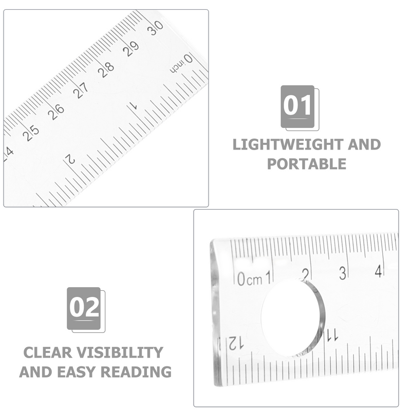 Magnifying Glass Ruler Drawing Straight Drafting Clear Office Supply Plastic Line