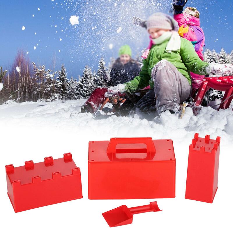 Modelo de castelo de neve e areia para crianças e adultos, Snow Brick Building Maker, brinquedos de praia, interativos, crianças pequenas, 4 peças