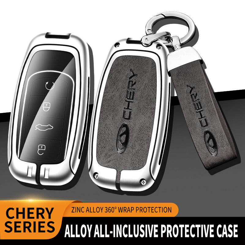 Funda de cuero de aleación de Zinc para llave de coche, accesorio de llavero remoto para Chery Tiggo 7 Tiggo 8 Pro 8 PLUS Arrizo 5