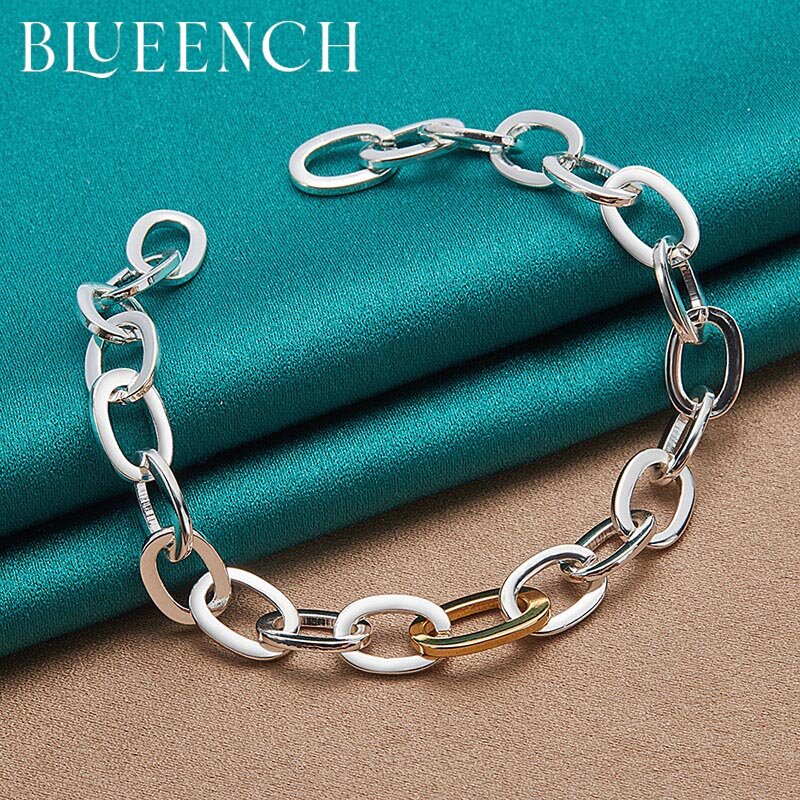 Blueench 925 Sterling Silver Full Circle Bracelet for Ladies Casual Simple Jewelry