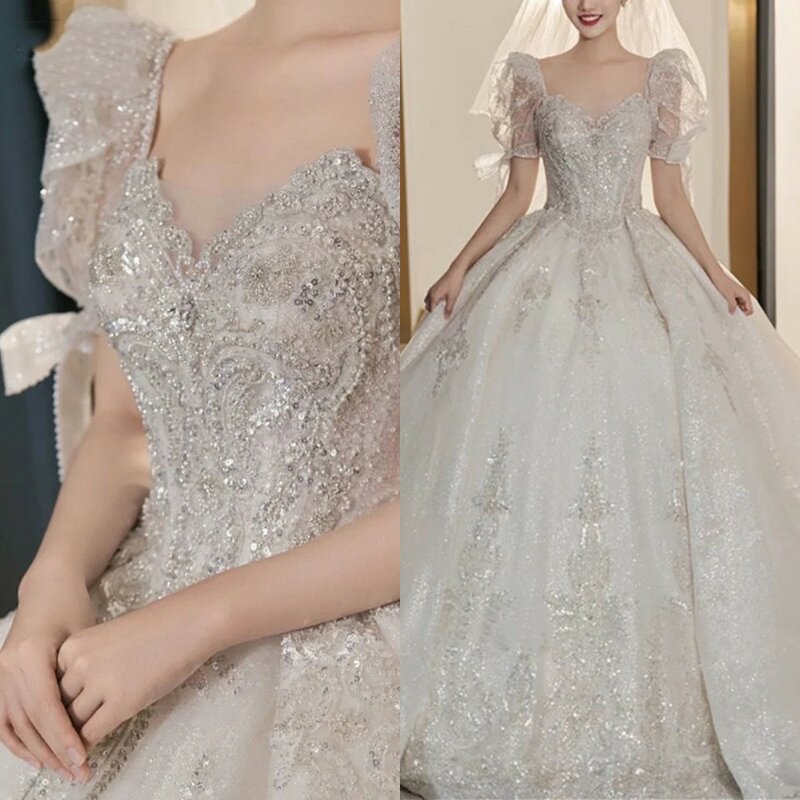 Dubaj Arabia suknia ślubna suknia ślubna musujące Luxruy kobiety 2023 cekiny kryształ gość małżeństwo suknia ślubna Robe De Mariée