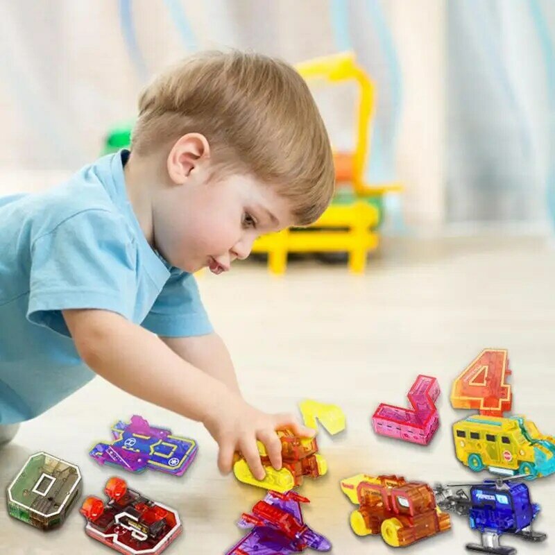 Number Bots Assemble Building Block Action Figure Car Model Toy Transformação Número Deformação Robô Brinquedo Educacional Para Crianças