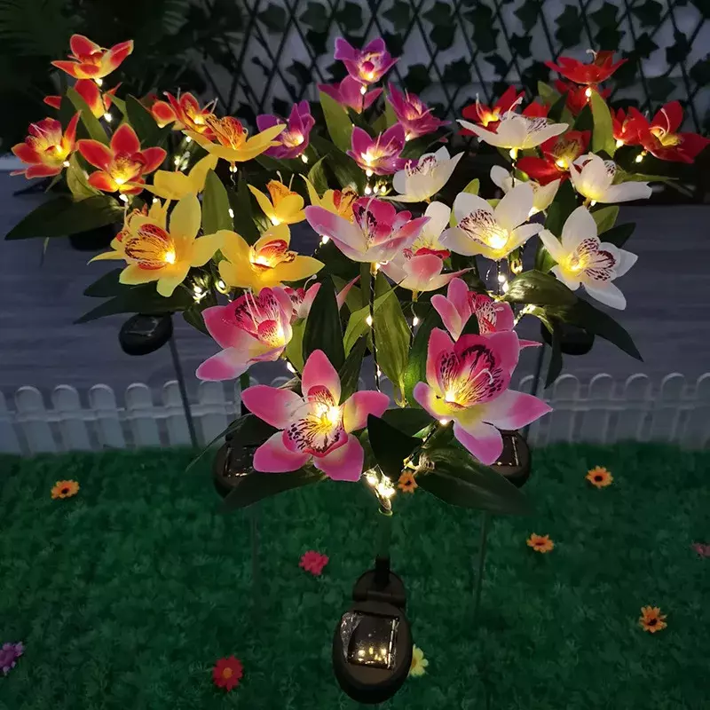 Lampa słoneczna LED orchidea róża lampa trawnikowa na zewnątrz IP65 wodoodporna ogrodowa willa korytarz dekoracja świąteczna lampa fluorescencyjna