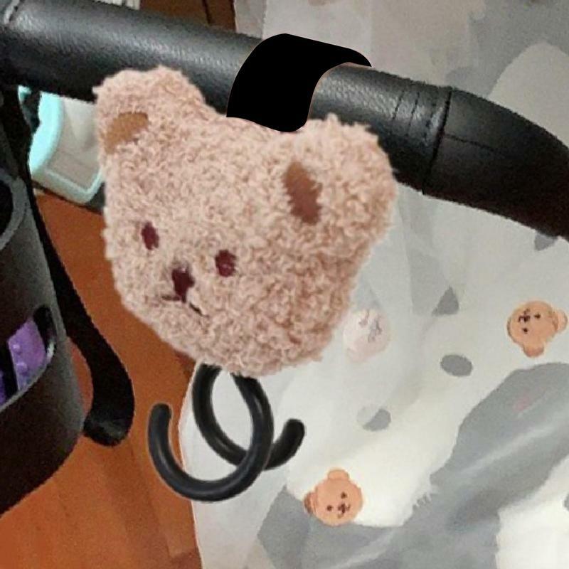 Stroller Hooks Cute Bear Figure Stroller Hook For Hanging Bags And Shopping Magic Sticker Pram Hook Mommy Essentials
