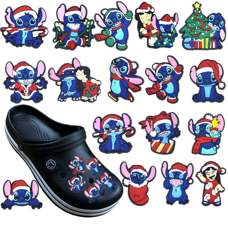 Disney Stitch Croc Shoe Charms, Cartoon DIY Sandálias Acessórios para Tamancos, Decoração para Meninos, Presentes de Natal para Crianças, 1Pc