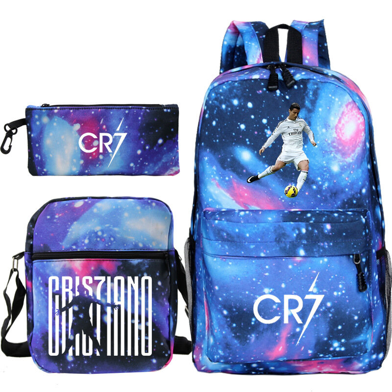 New 3pcs CR7 Backpacks Women Men Travel Ourdoor Casual Capacity Mochilas Teens Printe Laptop School Bags With Shoulder Bags
