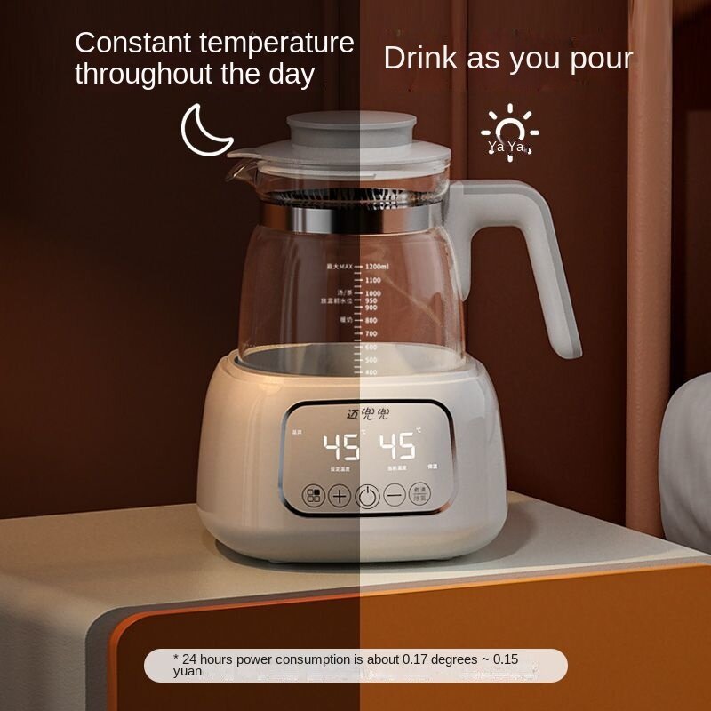 Aquecedor de água de vidro automático para bebê, esterilizador de água inteligente, temperatura elétrica constante, 1200ml, 220V
