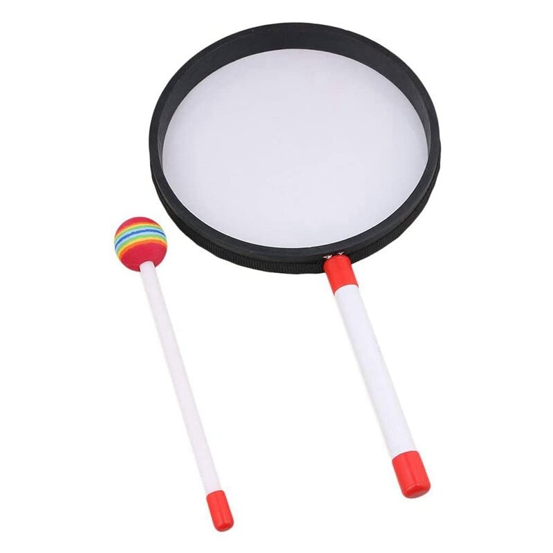 8 Polegada Lollipop Shape Drum With Mallet Rainbow Music Rhythm Instruments Kids Baby Children Playing Toy