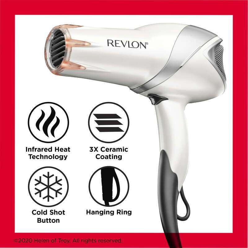 Revlon Pro Collection secador de pelo por infrarrojos, secador de soplado de perlas con concentrador y difusor