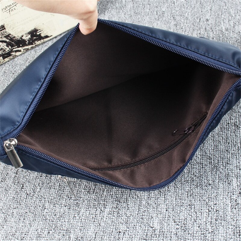 Men Business Briefcase Classic Solid Color Wrist Clutch Bag Professional Zipper Office Work Bag for Travel