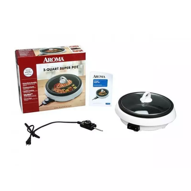 Aroma® 3Qt. Grillet® 3-in-1 Electric Indoor Grill - White