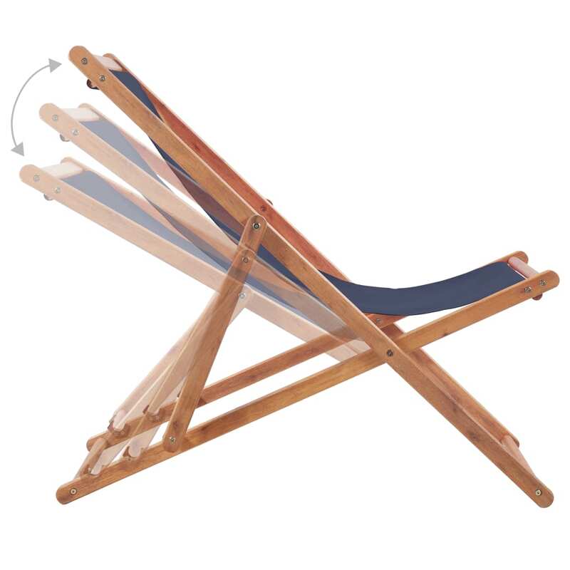 접이식 비치 의자 패브릭 및 나무 프레임 블루 23.6 "* 38.8" * 29.1 "야외 의자 야외 가구