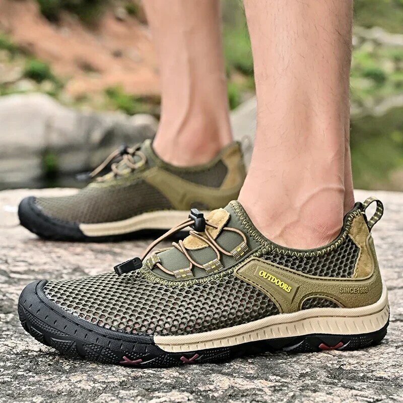 รองเท้าหนังสบายๆสำหรับผู้ชายรองเท้าโลฟเฟอร์ผู้ชายฤดูใบไม้ผลิ/ฤดูร้อนรองเท้ารองเท้าผ้าตาข่ายผู้ชายพื้นแบนระบายอากาศได้