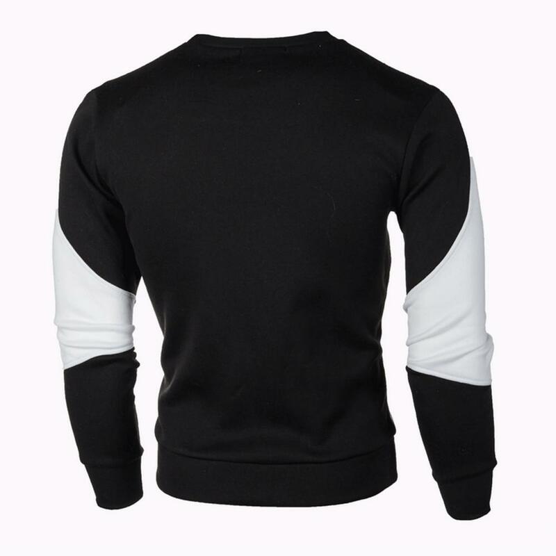 Men Daily Top Stylish Men's Color Matching Sweatshirt Soft Slim Fit Elastic Cuff Pullover for Spring/fall Casual Top T-shirt Men