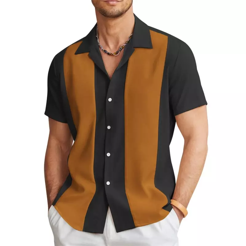 Мужская летняя рубашка с отложным воротником, новый стиль с короткими рукавами для работы, повседневная, дышащая, удобная, простая и модная