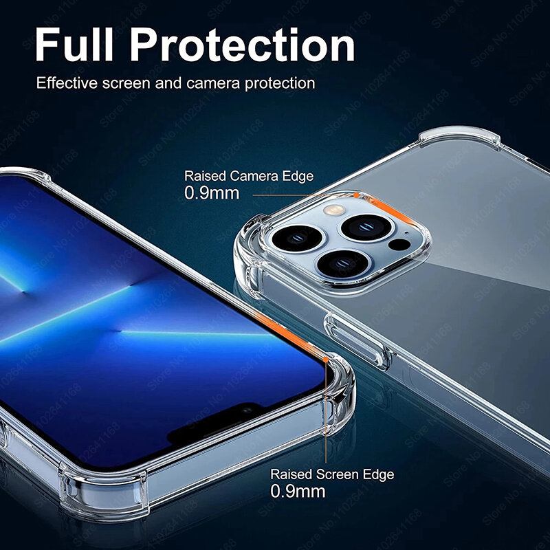 Caso de telefone transparente à prova de choque luxuoso para iPhone, 15, 13, 12, 11, 14 Pro Max, Mini, XR, XS, 7, 8 Plus, SE, silicone para-choques, tampa traseira transparente