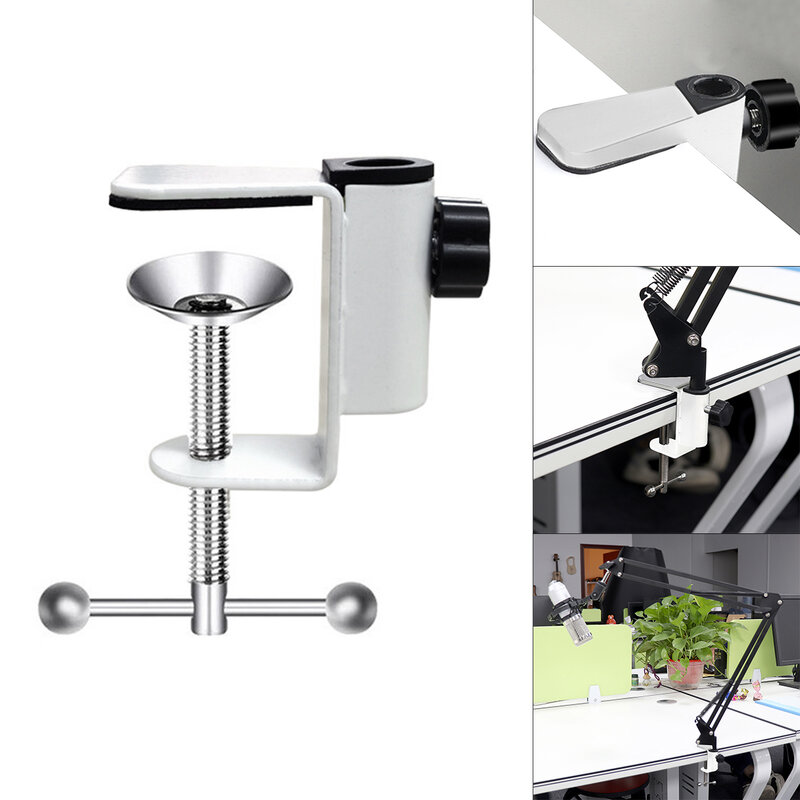 Suporte de metal com braçadeira universal, acessórios diy suporte de câmera com parafuso para transmissão de microfone na mesa