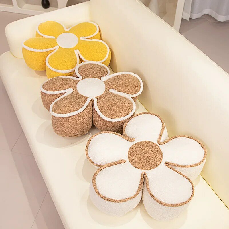 INS Nordic Style Flower Shape Plush Seat Mat Cushion Cute Soft Stuffed Plants Plushies Throw Pillow Toys for Home Room Decor