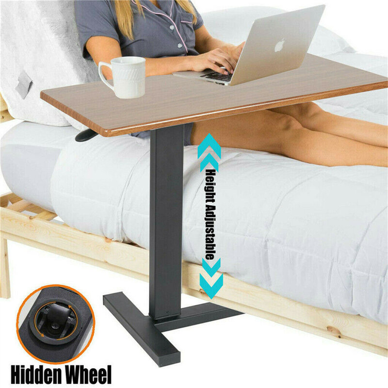 Besar Bergulir Overbed Meja Laptop Tinggi Dapat Disesuaikan Meja Berdiri untuk Rumah Sakit AS Samping Tempat Tidur Nampan