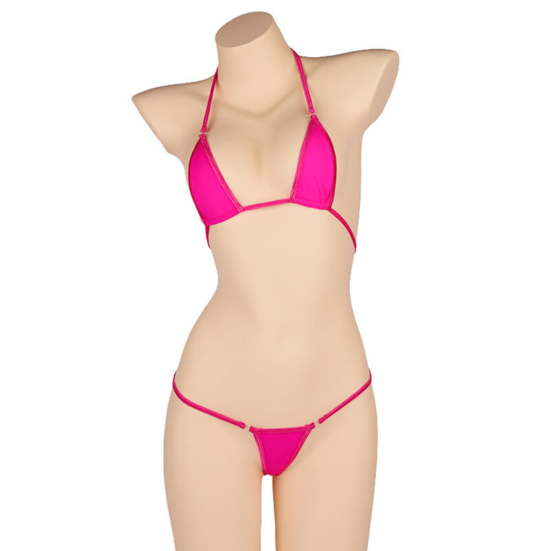 여성용 수영복 비키니 세트, 여성용 섹시한 핑크 붕대, 여성용 끈 팬티, 솔리드 세트, 2 개