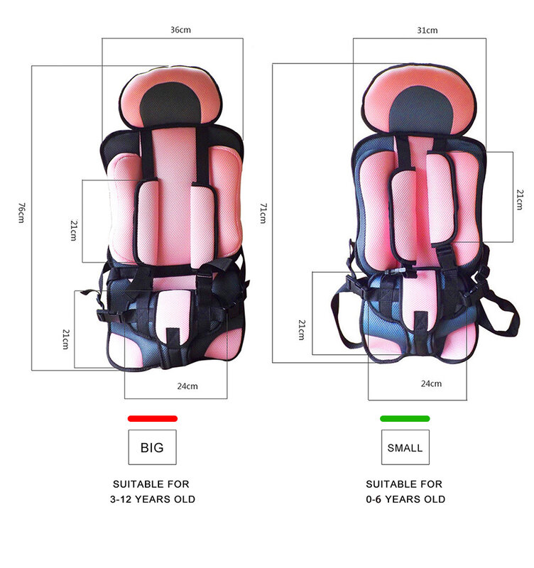 Bantalan kursi keselamatan anak, untuk usia 6 bulan hingga 12 tahun, tikar kursi mobil bernapas, bantal kursi kereta bayi dapat disesuaikan