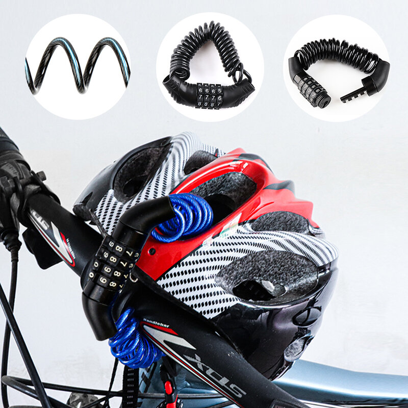 오토바이 헬멧 자물쇠, 자전거 헬멧 자물쇠, 콤비네이션 소형 미니 휴대용 와이어 케이블 자물쇠, 4 자리 비밀번호