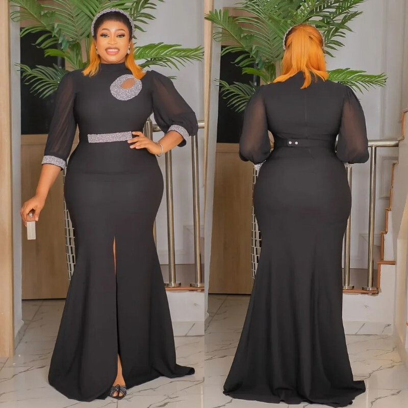 2024 Elegant Plus Size African Party Dresses for Women Sexy Bodycon Maxi Long Dress Fashion Wedding Evening Gowns Ankara Outfit