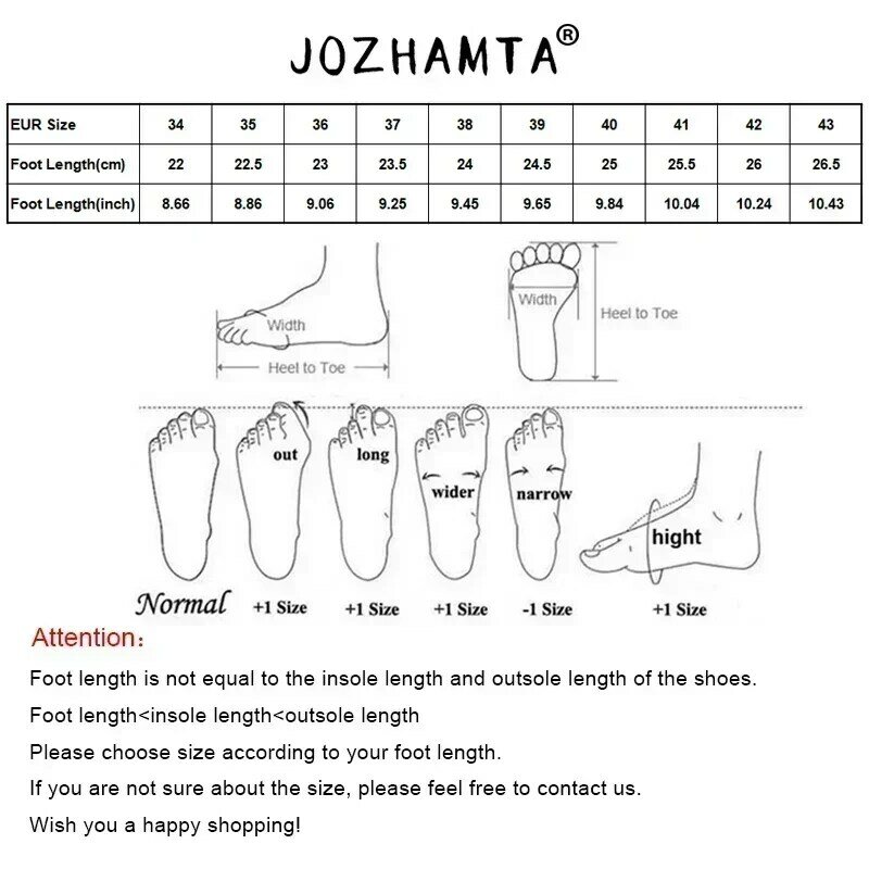 JOZHAMTA-Saltos altos de malha de couro para mulheres, sapatos casuais com renda, tênis de plataforma, tendência da moda, tamanho 35-40, 2023